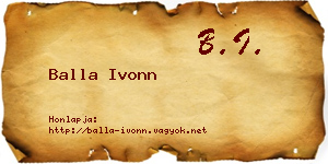 Balla Ivonn névjegykártya
